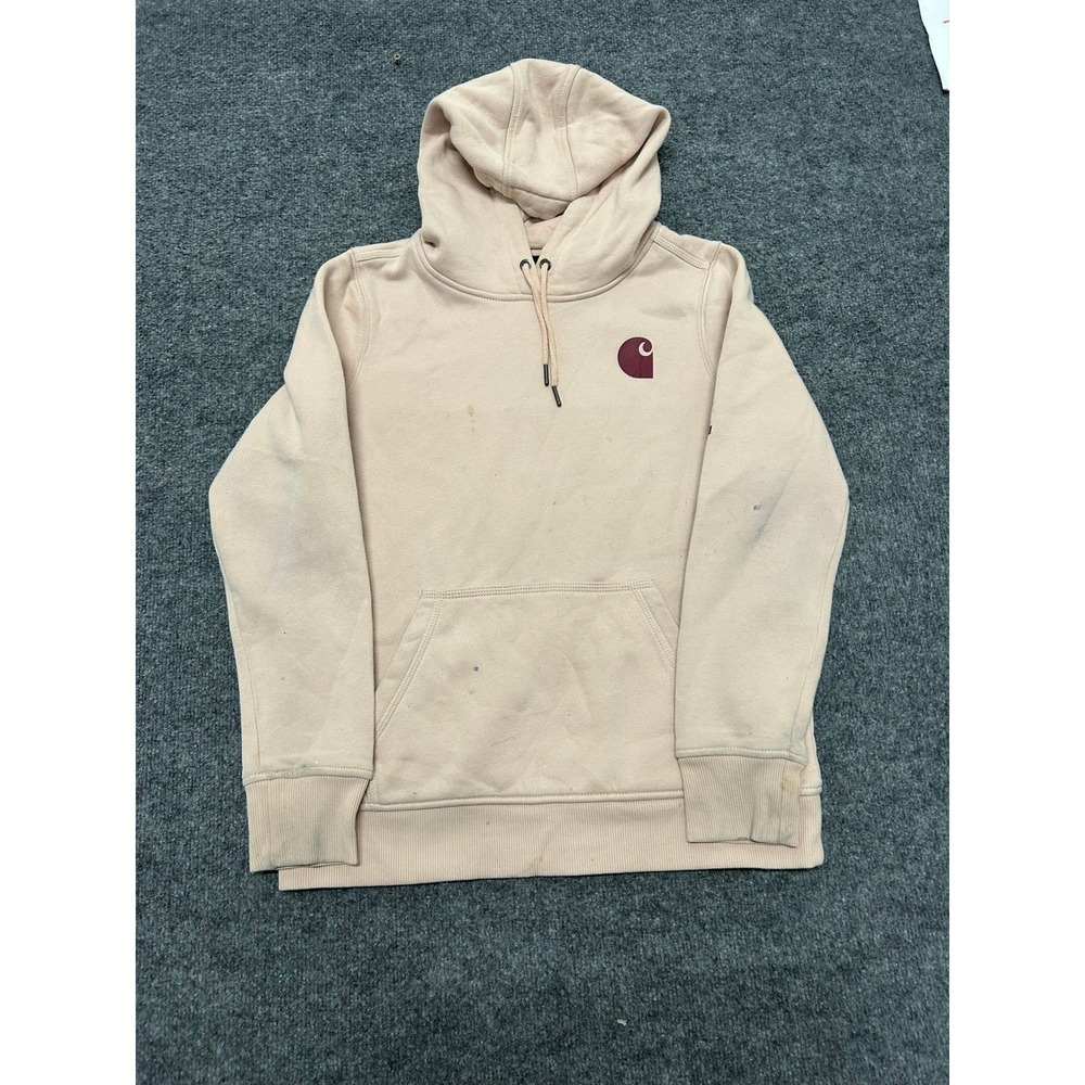 Carhartt Hoodie Womens Size M Peach Relaxed Fit TS0288-W Logo Graphic Pullover